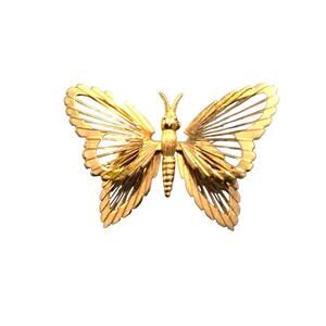 Monet Butterfly Pin Brooch Wings Openwork Design Gold Tone Jewelry Spring